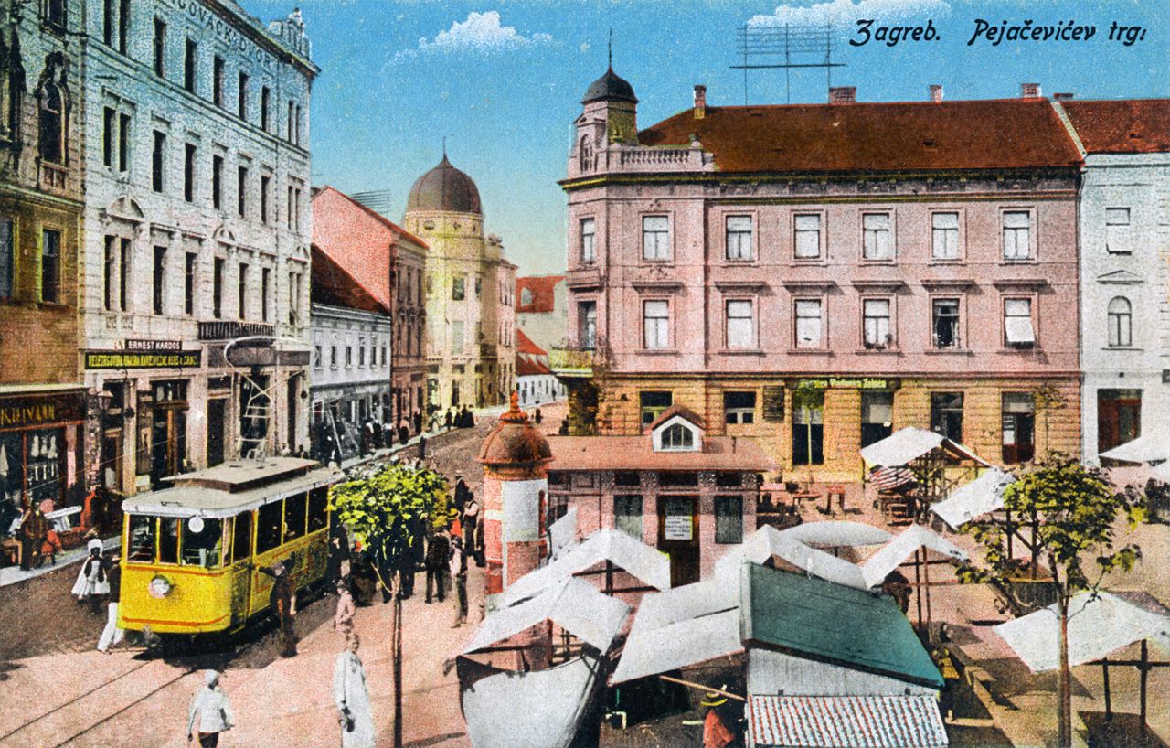 Trg Ladislava Pejačevića (današnji Britanski trg), oko 1915. godine